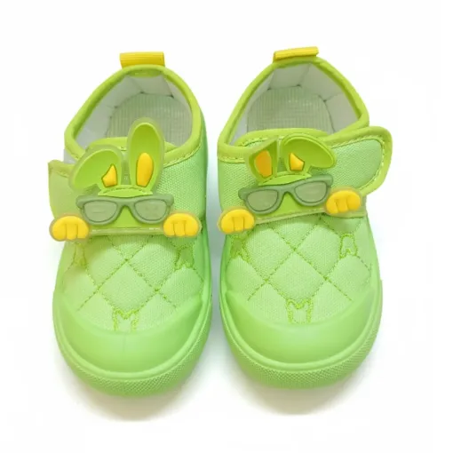Lime Green Cartoon Rabbit Slip-On Shoes for Kids